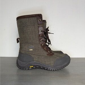 UGG Adirondack II Waterproof Olive Green Canvas Vibram Winter Boots Women's Sz 9